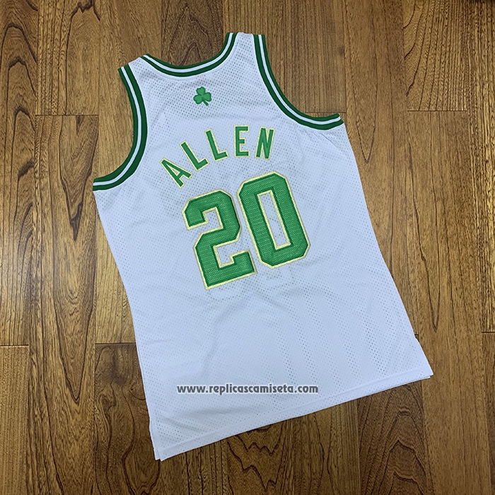 Camiseta Boston Celtics Ray Allen #20 Hardwood Classics Throwback 2007-08 Blanco